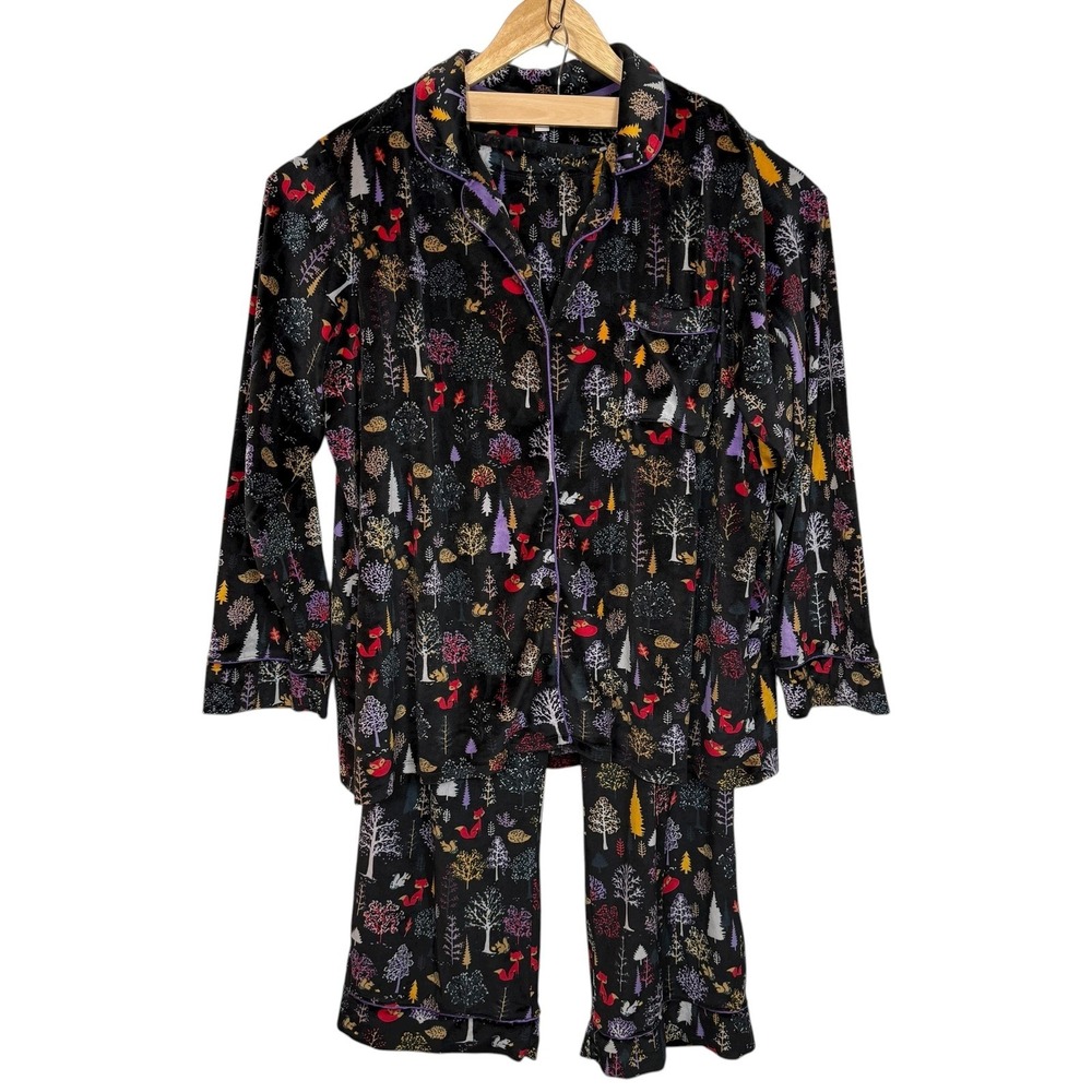 Secret Treasures Pajama Set Woodland Fox Print Fleece Sleepwear Top 2X Pants L